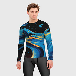 Рашгард мужской Синяя волна из красок, цвет: 3D-принт — фото 2