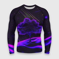 Рашгард мужской Дерево и звездопад неоновый космос, цвет: 3D-принт