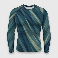 Рашгард мужской Зеленовато-синий полосы, цвет: 3D-принт