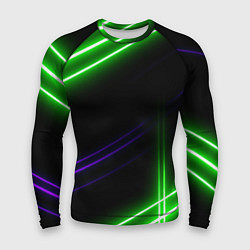 Рашгард мужской Green pink purple line, цвет: 3D-принт