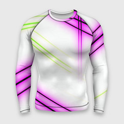 Рашгард мужской Green white pink line, цвет: 3D-принт