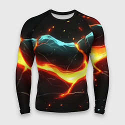 Рашгард мужской Лава в черной текстуре, цвет: 3D-принт