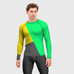 Рашгард мужской Жёлто-серо-зелёный трёхцветный, цвет: 3D-принт — фото 2
