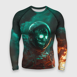 Мужской рашгард Неоновый череп в скафандре космонавта