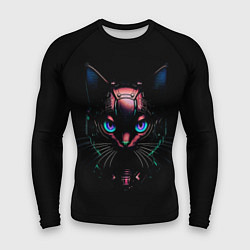 Рашгард мужской Cyber cat неоновые глаза, цвет: 3D-принт