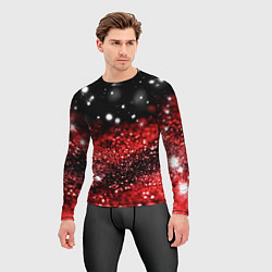 Рашгард мужской Красно-черная блестящая текстура, цвет: 3D-принт — фото 2