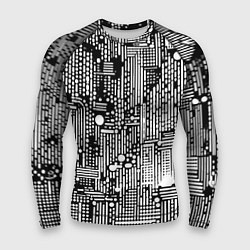 Рашгард мужской Чёрно-белые абстракция точки полоски, цвет: 3D-принт