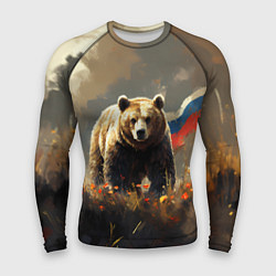 Рашгард мужской Русский медведь в поле, цвет: 3D-принт
