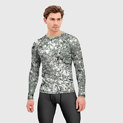 Рашгард мужской Серый абстрактный с белыми кляксами, цвет: 3D-принт — фото 2