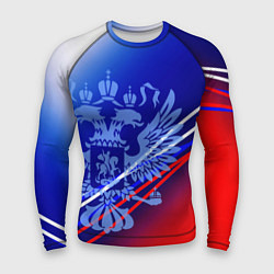 Рашгард мужской Герб России и градиент бело-сине-красный, цвет: 3D-принт