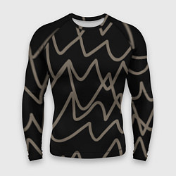 Рашгард мужской Кривые рукописные линии чёрно-коричневый, цвет: 3D-принт