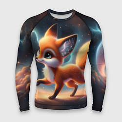 Рашгард мужской Лиса бежит по космическому простору, цвет: 3D-принт
