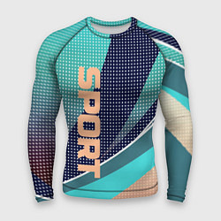 Рашгард мужской Sport бирюзово-бежевый текстурный, цвет: 3D-принт