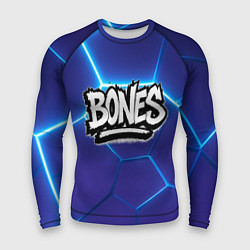 Рашгард мужской Bones белое лого на синих плитах, цвет: 3D-принт