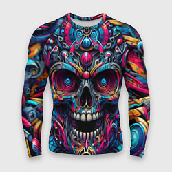 Мужской рашгард Colorful cyber skull - pattern