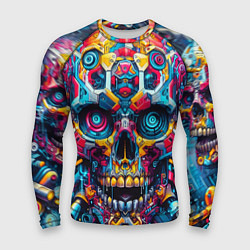 Рашгард мужской Кибер череп - нейроарт паттерн, цвет: 3D-принт