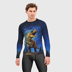 Рашгард мужской Тираннозавр Рекс - звездная ночь, цвет: 3D-принт — фото 2