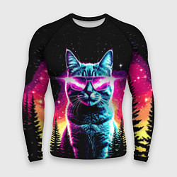Рашгард мужской Космический кот в очках, цвет: 3D-принт