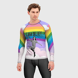 Рашгард мужской Lana Del Rey на фоне радуги, цвет: 3D-принт — фото 2