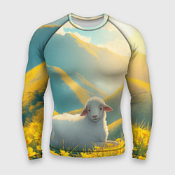 Рашгард мужской Овечка в цветочной долине, цвет: 3D-принт
