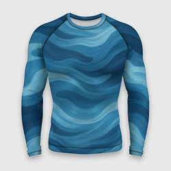Рашгард мужской Камуфляжные синие волны, цвет: 3D-принт