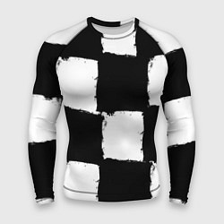 Рашгард мужской Черные квадраты в виде шахматной доски, цвет: 3D-принт