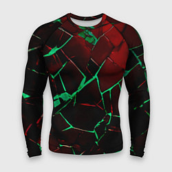 Рашгард мужской Битые плиты тёмно-красный с зелёным, цвет: 3D-принт