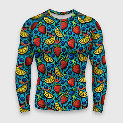 Мужской рашгард Летний вайб - фрукты и ягоды паттерн