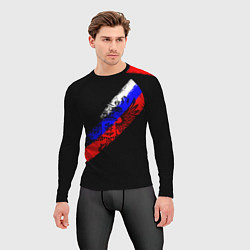 Рашгард мужской Герб на фоне цветов флага на чёрном фоне, цвет: 3D-принт — фото 2