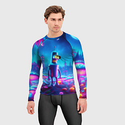 Рашгард мужской Бендер на сказочной неоновой грибной планете - ней, цвет: 3D-принт — фото 2