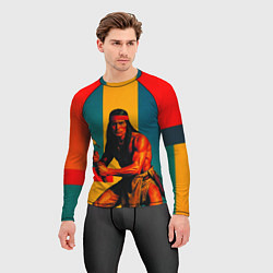 Рашгард мужской Индеец поп-арт, цвет: 3D-принт — фото 2
