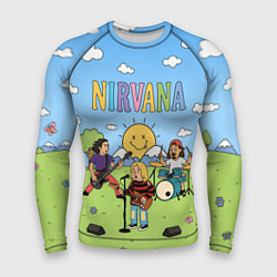 Мужской рашгард Nirvana мультяшный стиль на поляне