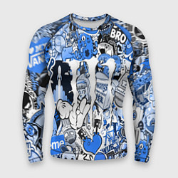 Мужской рашгард Monster energy sticker blue