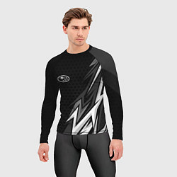 Рашгард мужской Subaru - монохромный черный, цвет: 3D-принт — фото 2