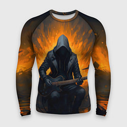 Рашгард мужской Гитарист играющий в пламени, цвет: 3D-принт
