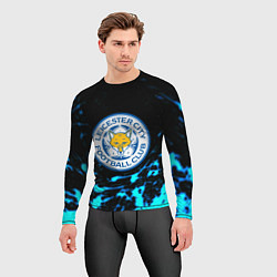 Рашгард мужской ФК Лестер Сити голубые краски, цвет: 3D-принт — фото 2