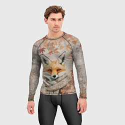 Рашгард мужской Лис в шерстяном шарфе, цвет: 3D-принт — фото 2