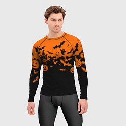 Рашгард мужской Хэллоуин тыквы и призраки, цвет: 3D-принт — фото 2