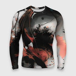 Мужской рашгард Тёмные краски абстракция красно-чёрный