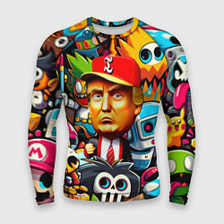 Мужской рашгард Дональд Трамп в компании мультяшных персонажей