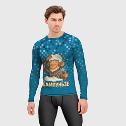 Рашгард мужской Шампуньзе - обезьянка моется, цвет: 3D-принт — фото 2