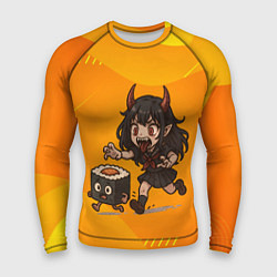 Мужской рашгард Девочка дьявол бежит за роллом