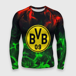 Мужской рашгард Borussia красно зеленый огонь