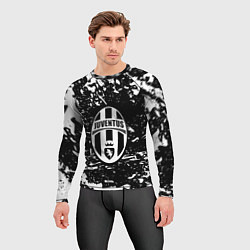 Рашгард мужской Ювентус белые штрихи красок, цвет: 3D-принт — фото 2