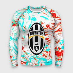 Рашгард мужской Ювентус штрихи красок текстура, цвет: 3D-принт