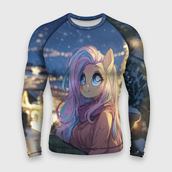 Рашгард мужской Аниме - лошадка в новогодней атмосфере, цвет: 3D-принт