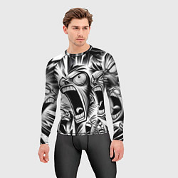 Рашгард мужской Орущие рожицы и чёрные молнии - нейроарт, цвет: 3D-принт — фото 2