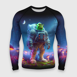 Мужской рашгард Шрек бравый космонавт - неоновое свечение