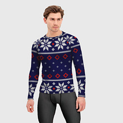 Рашгард мужской Вязаный новогодний узор, цвет: 3D-принт — фото 2