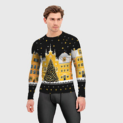 Рашгард мужской Новогодняя ночь в городе, цвет: 3D-принт — фото 2